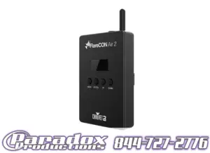 The Chauvet Flarecon is a wireless lighting control device with intuitive buttons. For inquiries, contact Paradox Productions at 844-727-2776.