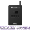 The Chauvet FlareCON Air 2, sporting the Paradox Productions logo and phone number, is a versatile wireless lighting controller with four intuitive buttons, making it an essential tool for seamless lighting control.