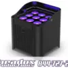 Black LED light featuring nine purple glowing bulbs, seamlessly controlled with Chauvet Flarecon. Marketed by Paradox Productions. For more information, contact 844-727-2776.