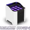 The Chauvet Flarecon is a small electronic device with a white casing featuring multiple purple LEDs. "Paradox Productions" and a phone number are displayed prominently at the bottom in matching purple text.