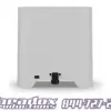 A white Chauvet Flarecon speaker with a rear connector is set against a plain background. The "Paradox Productions" logo and phone number 844-727-2776 are displayed at the bottom, with stylish Chauvet lighting accents enhancing its sleek design.