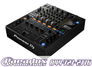 A black Pioneer DJM-900NXS2 with buttons and knobs.