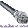 A microphone with a logo on it.