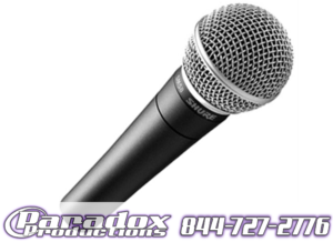 A microphone is shown on a white background.