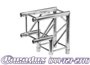 A metal structure with 90 Degree Truss Corner pipes for added stability and support.