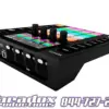 Black audio mixer featuring vibrant pads and an array of knobs, complete with a lighting controller function. The text "Paradox Productions" along with a phone number is displayed at the bottom. Ideal for integrating with your ADJ Wolfmix MK2 setup.