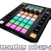 The ADJ Wolfmix MK2 device, featuring vibrant buttons and knobs, is perfect for music or light control. With the ADJ design aesthetic, it proudly displays the Paradox Productions logo and contact number at the bottom.